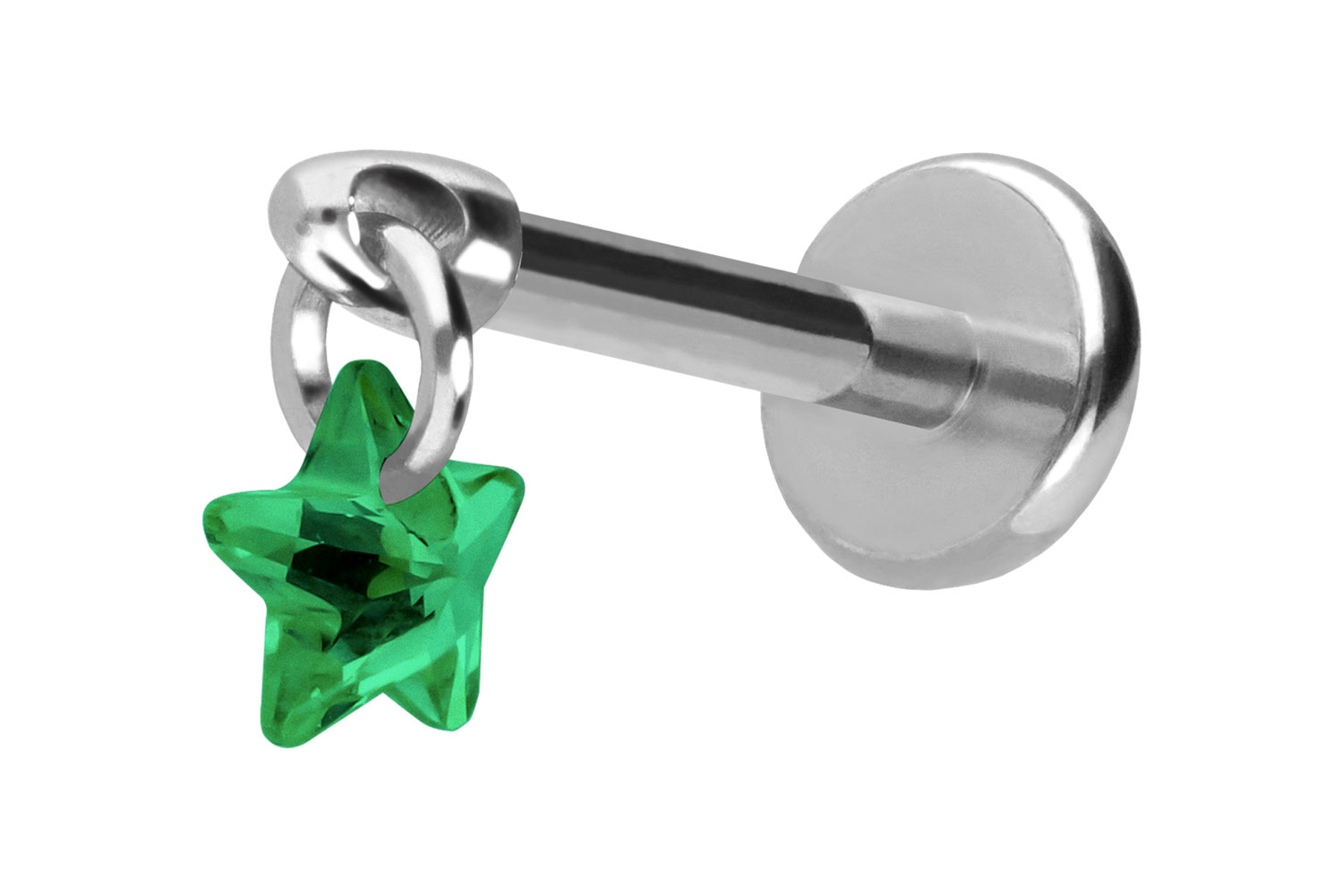 Titan Labret Piercing mit Push Fit KRISTALLSTERN